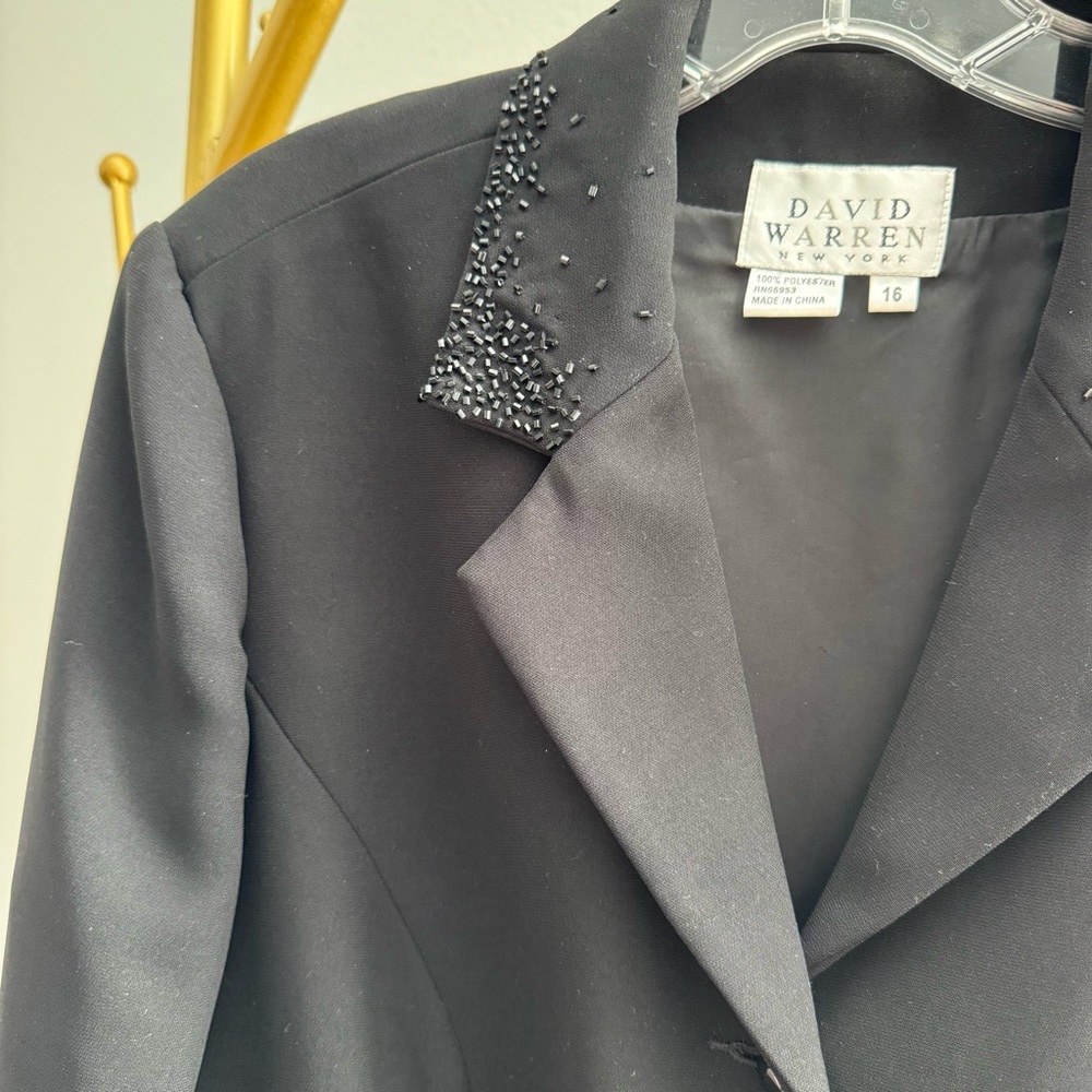 Vintage David Warren Beaded Black Blazer - Size 16